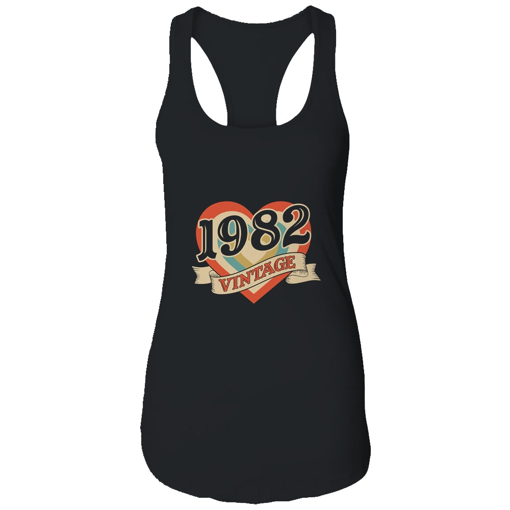 39th Birthday Gifts Classic Retro Heart Vintage 1982 Shirt & Tank Top | siriusteestore