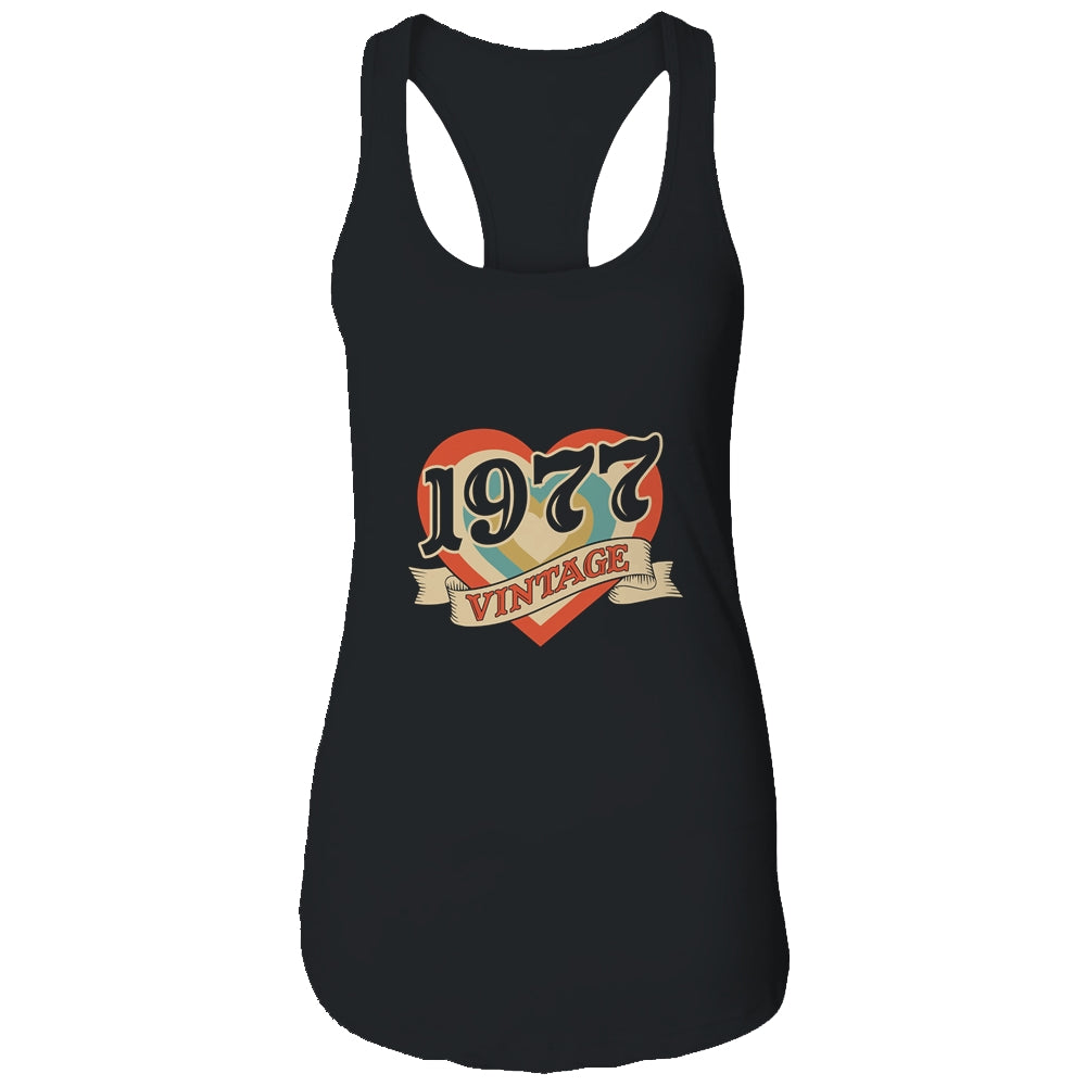 44th Birthday Gifts Classic Retro Heart Vintage 1977 Shirt & Tank Top | siriusteestore