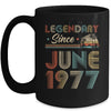 45th Birthday 45 Years Old Legendary Since June 1977 Mug | siriusteestore