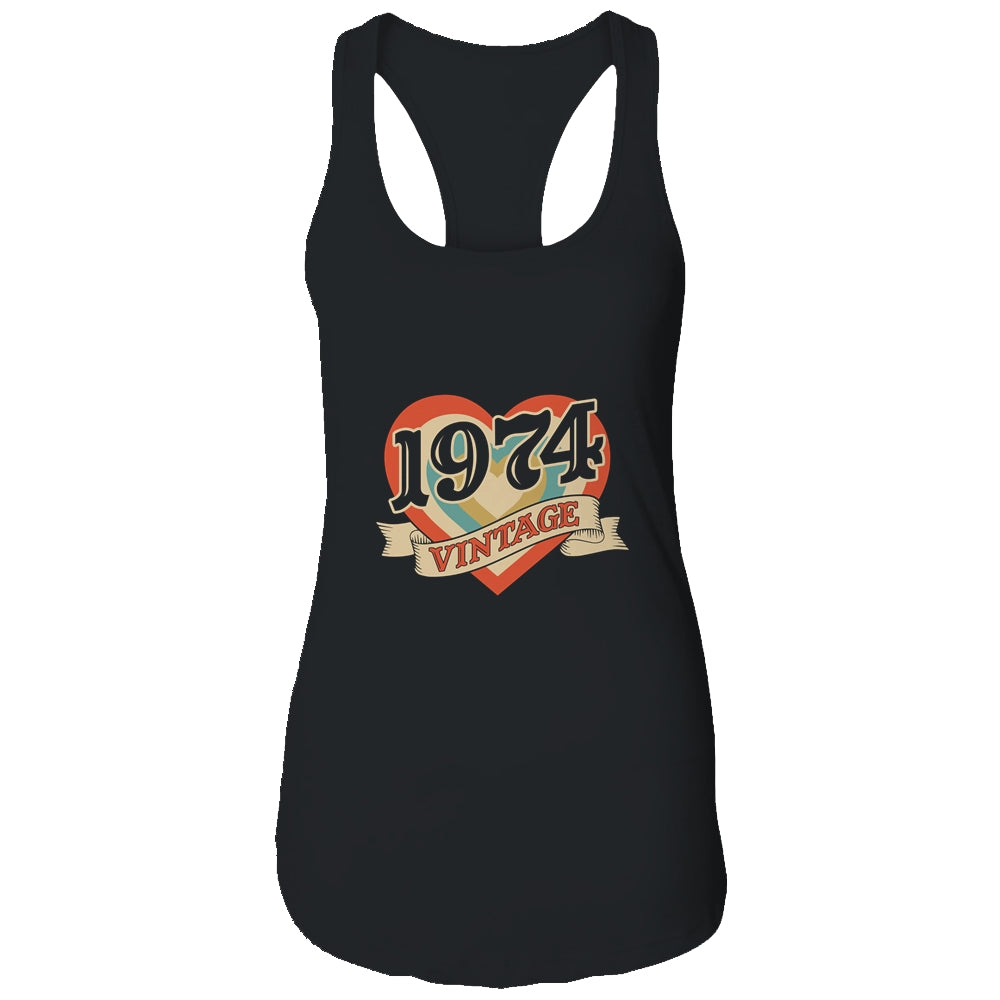 47th Birthday Gifts Classic Retro Heart Vintage 1974 Shirt & Tank Top | siriusteestore