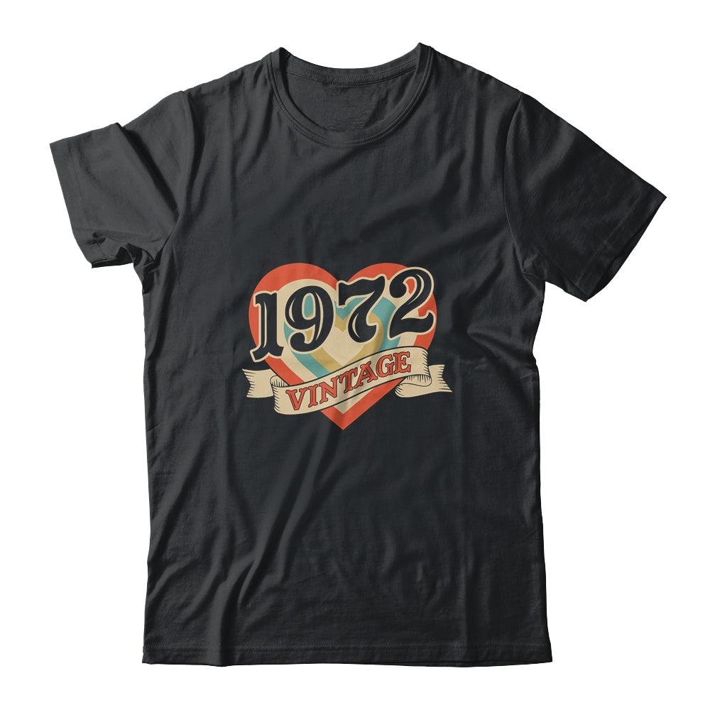 49th Birthday Gifts Classic Retro Heart Vintage 1972 Shirt & Tank Top | siriusteestore