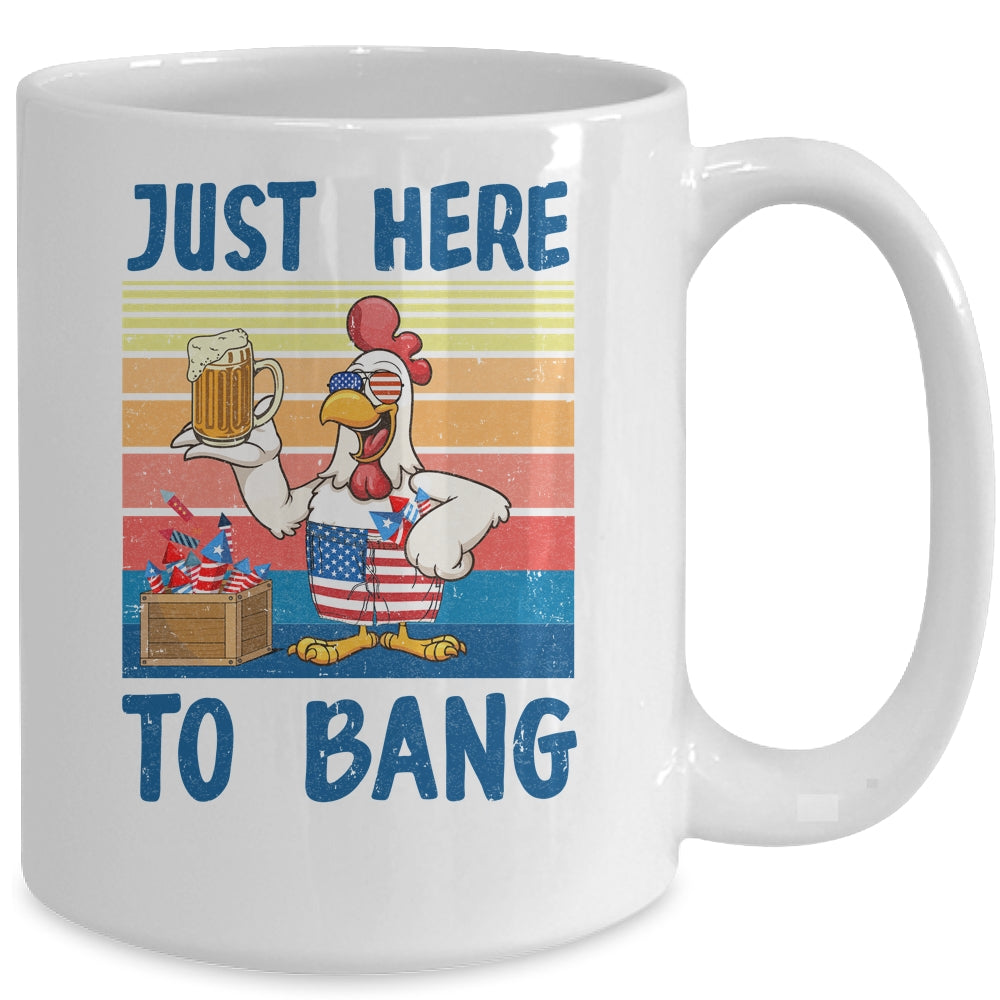 4Th Of July Just Here To Bang USA Flag Chicken Beer Mug | siriusteestore