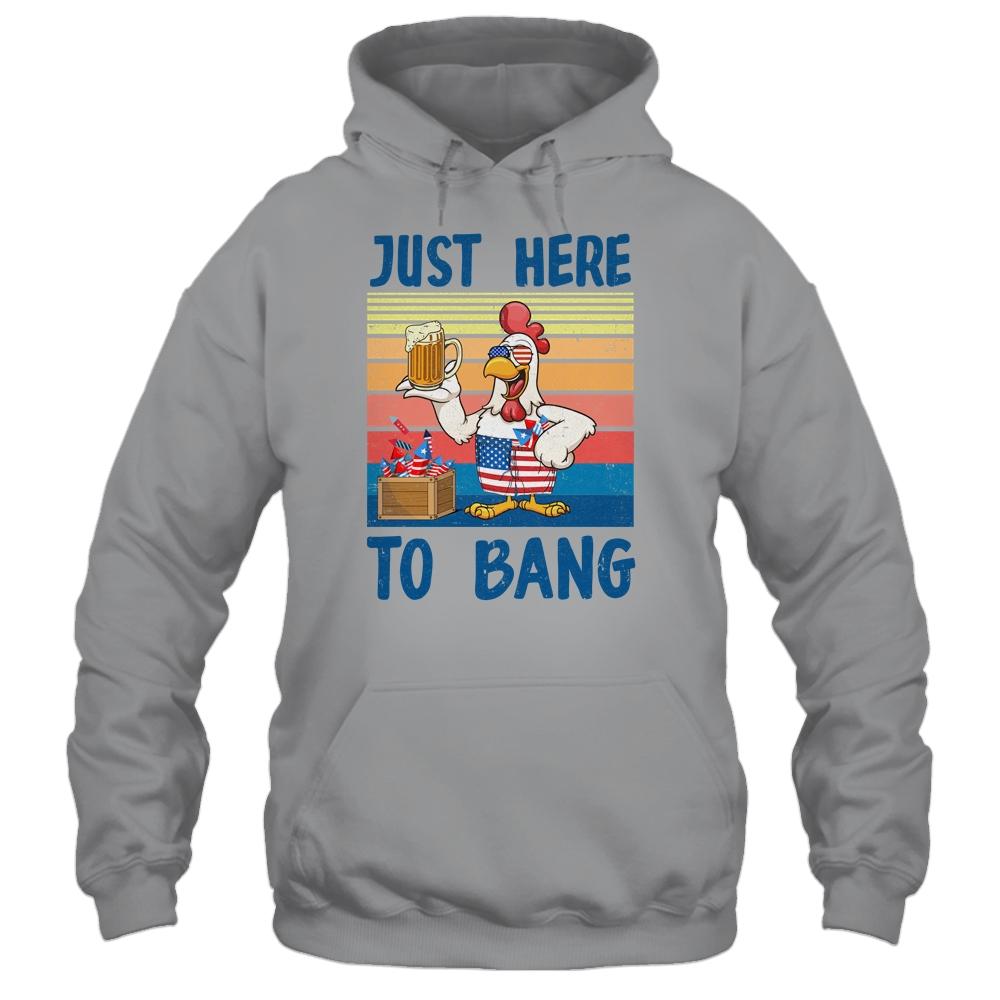 4Th Of July Just Here To Bang USA Flag Chicken Beer Shirt & Tank Top | Siriustee.com