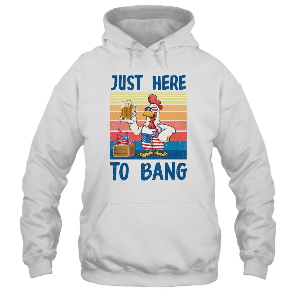 4Th Of July Just Here To Bang USA Flag Chicken Beer Shirt & Tank Top | Siriustee.com