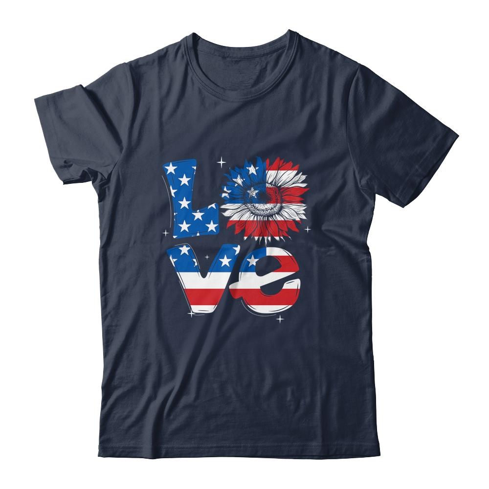 4th Of July Love Sunflower Patriotic American Flag T-Shirt & Tank Top | Siriustee.com.com