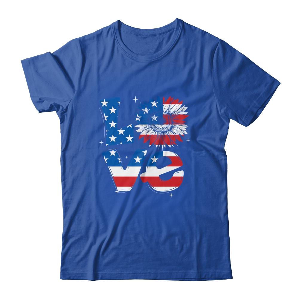 4th Of July Love Sunflower Patriotic American Flag T-Shirt & Tank Top | Siriustee.com.com