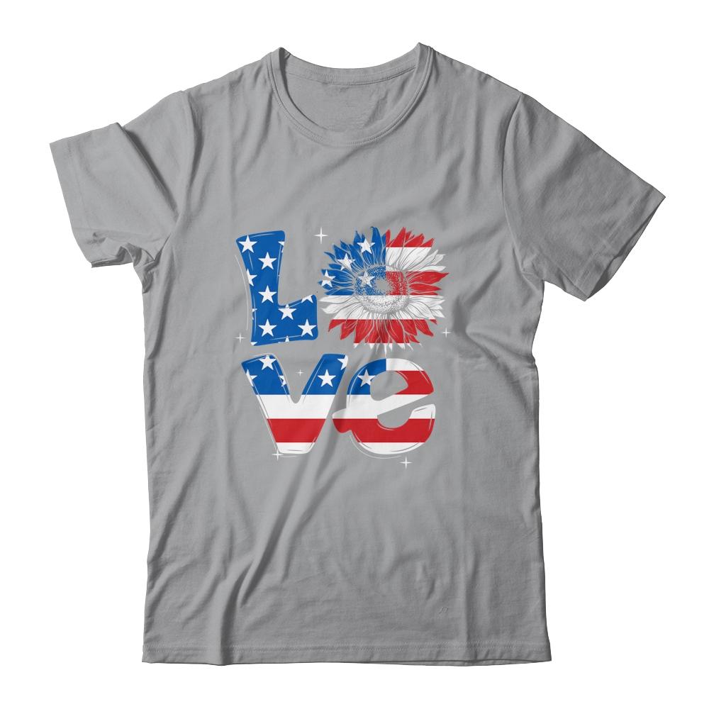 4th Of July Love Sunflower Patriotic American Flag T-Shirt & Tank Top | Siriustee.com.com