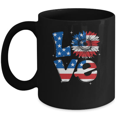 4th Of July Love Sunflower Patriotic American Flag Mug | siriusteestore