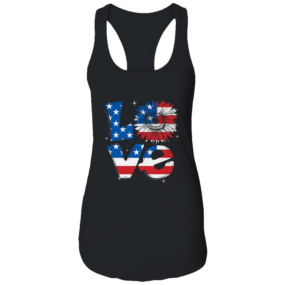 4th Of July Love Sunflower Patriotic American Flag T-Shirt & Tank Top | Siriustee.com.com
