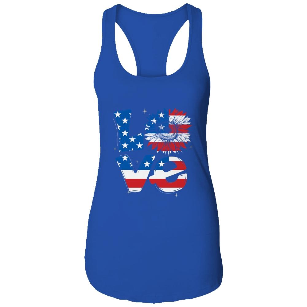 4th Of July Love Sunflower Patriotic American Flag T-Shirt & Tank Top | Siriustee.com.com