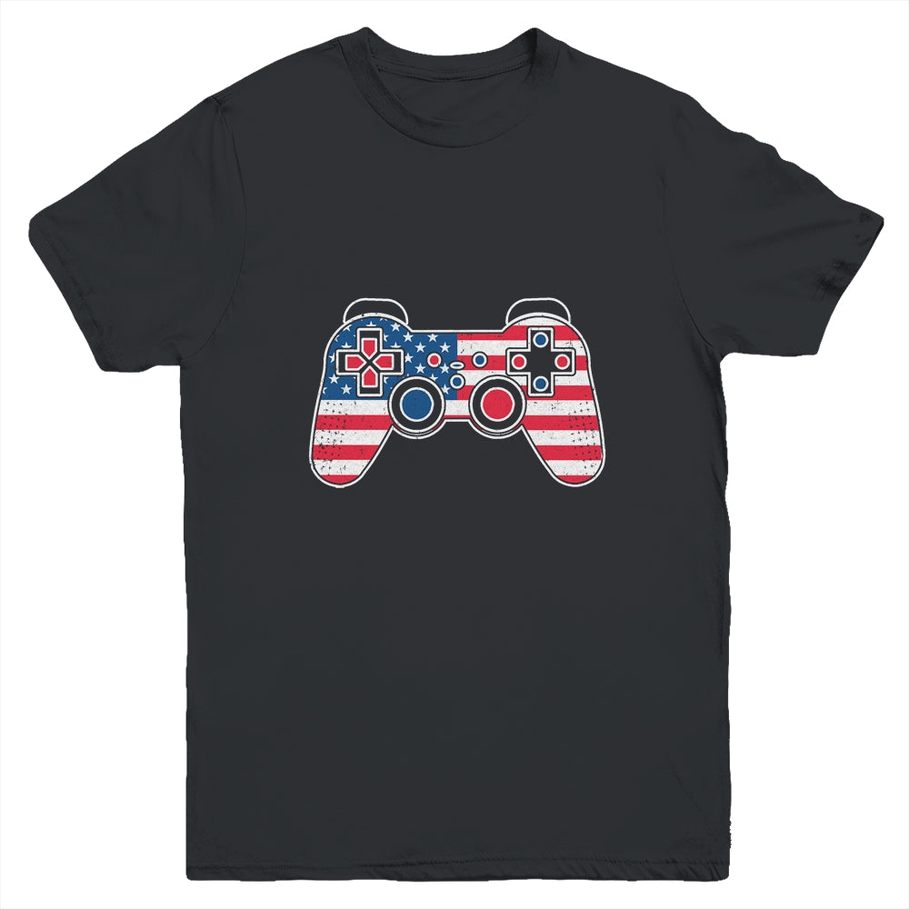 4th Of July Video Game Gamer Kids Boys Men USA Flag Youth Shirt | siriusteestore