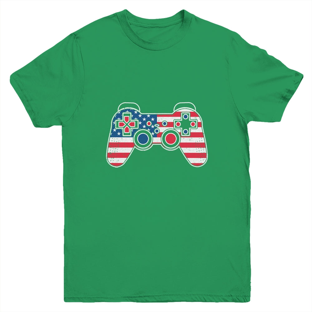 4th Of July Video Game Gamer Kids Boys Men USA Flag Youth Shirt | siriusteestore
