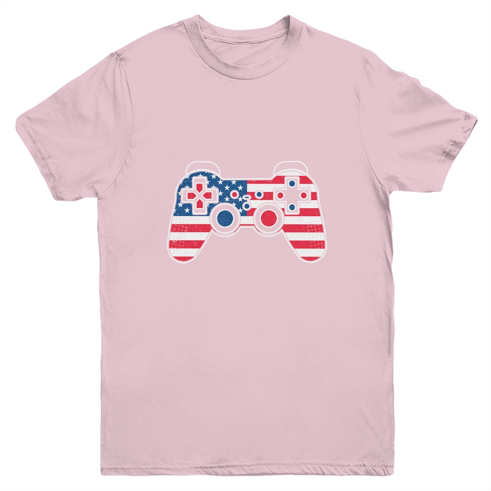 4th Of July Video Game Gamer Kids Boys Men USA Flag Youth Shirt | siriusteestore