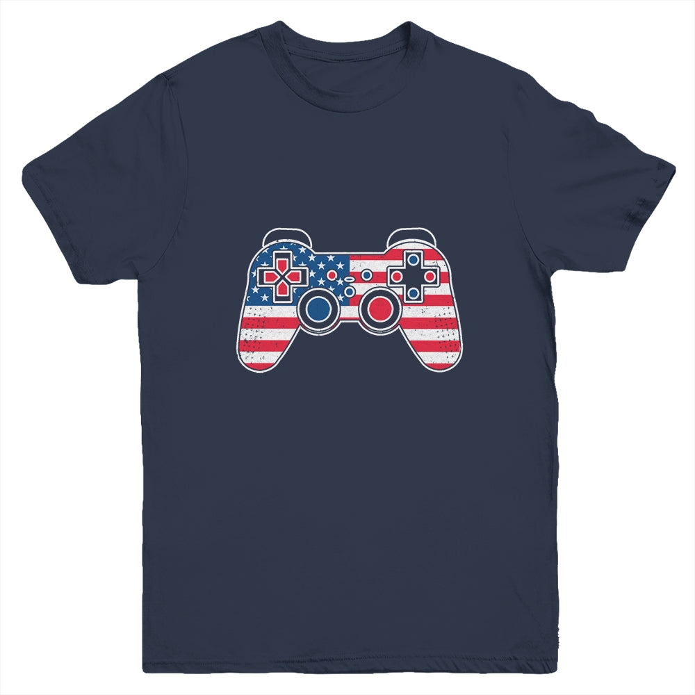 4th Of July Video Game Gamer Kids Boys Men USA Flag Youth Shirt | siriusteestore