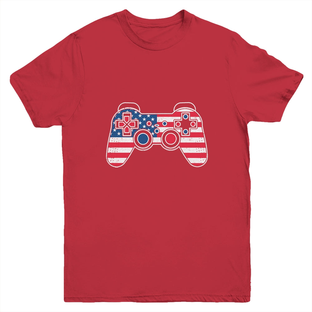 4th Of July Video Game Gamer Kids Boys Men USA Flag Youth Shirt | siriusteestore