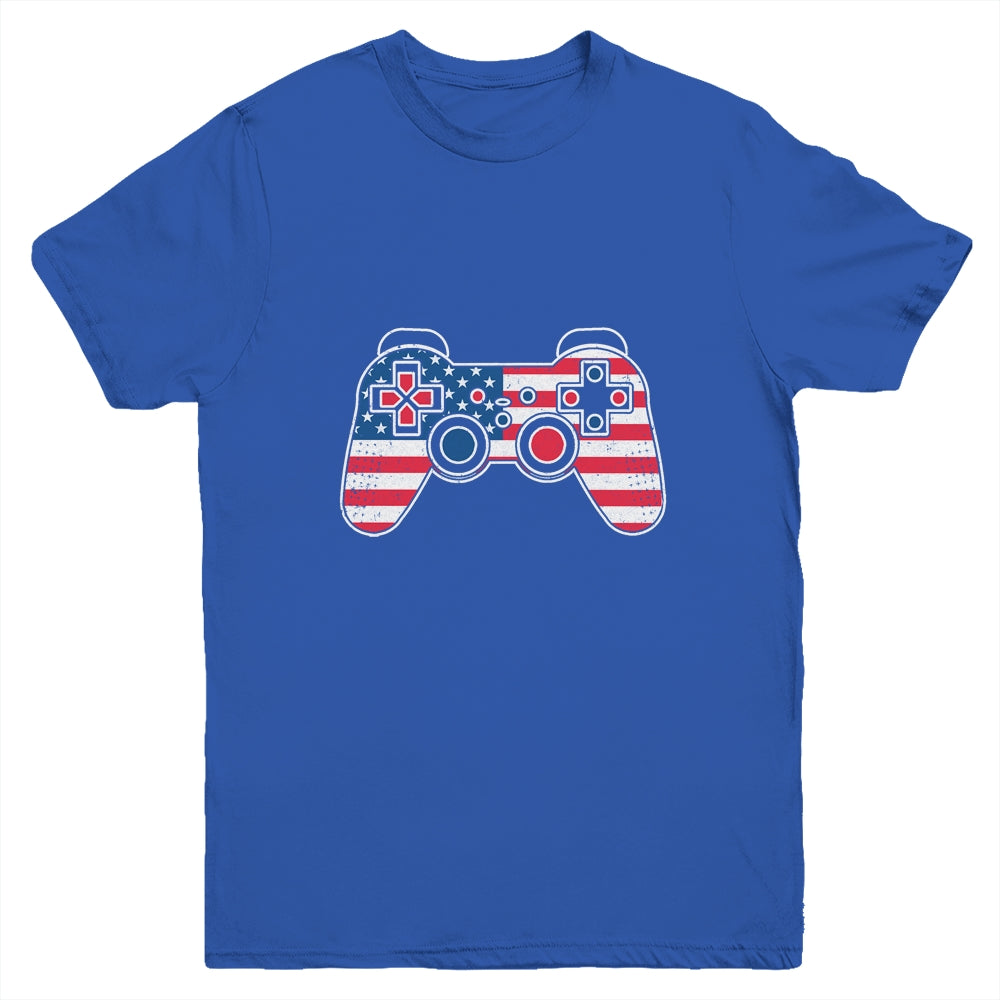 4th Of July Video Game Gamer Kids Boys Men USA Flag Youth Shirt | siriusteestore