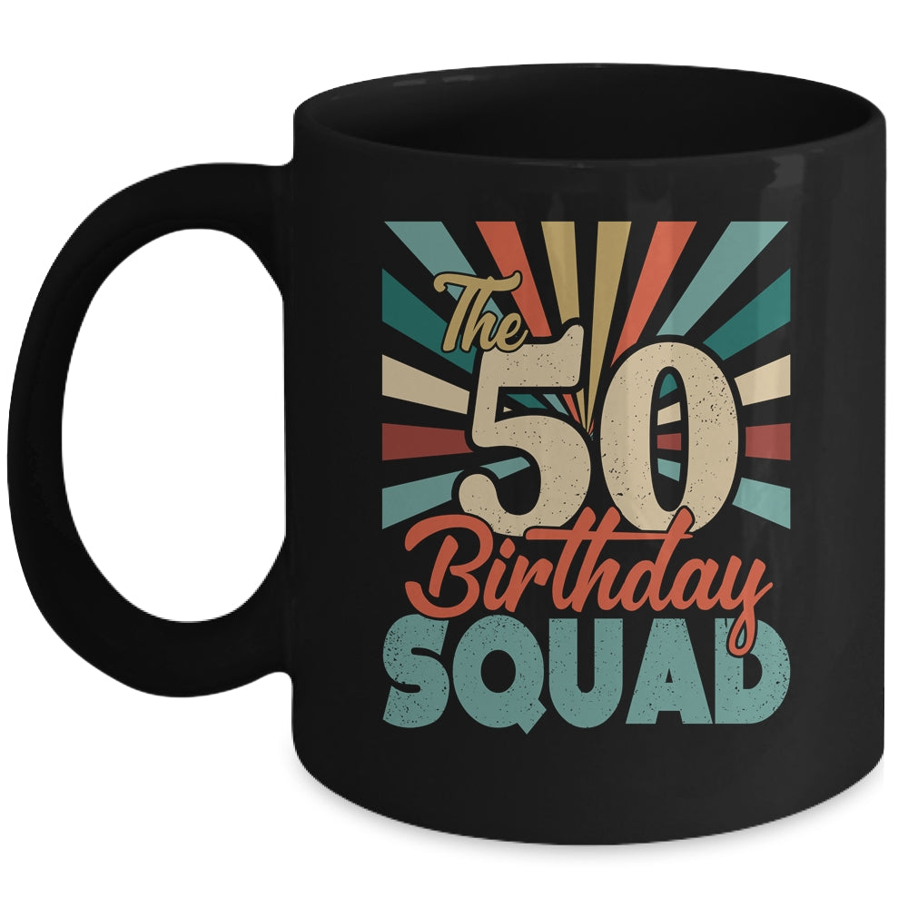 50th Birthday Squad Vintage Retro Funny 50 Year Old Birthday Mug | siriusteestore