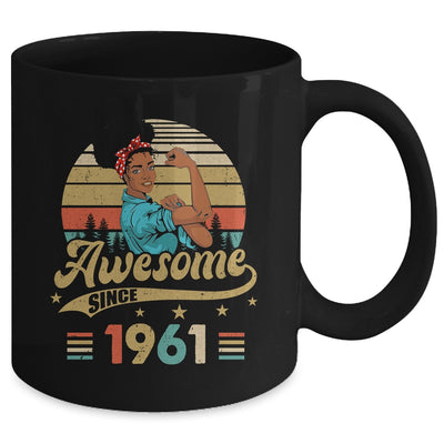 62 Year Old Awesome Since 1961 62nd Birthday Black Women Mug | siriusteestore