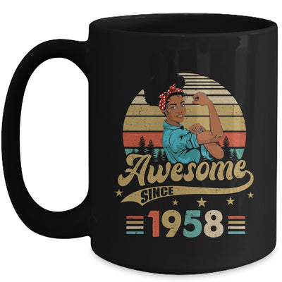 65 Year Old Awesome Since 1958 65th Birthday Black Women Mug | siriusteestore