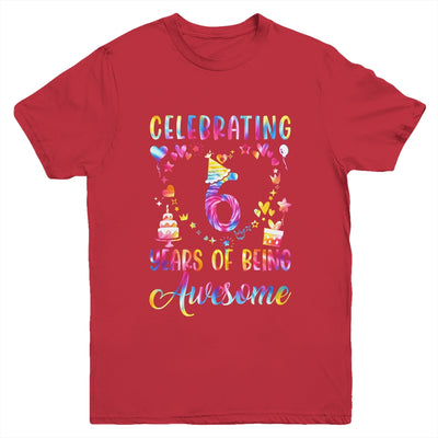 6 Years Of Being Awesome 6 Years Old 6th Birthday Tie Dye Youth Shirt | siriusteestore