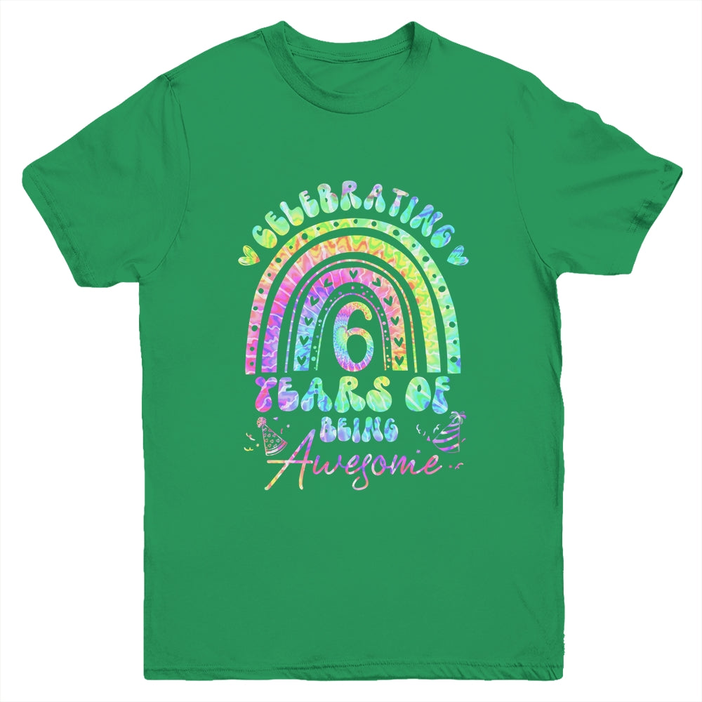 6 Years Of Being Awesome 6th Birthday Girl Tie Dye Youth Shirt | siriusteestore