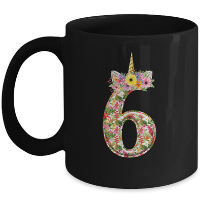 6th Birthday Girl 6 Years Old Awesome Unicorn Flower Mug | siriusteestore