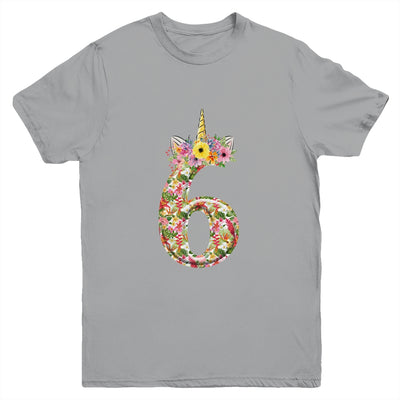 6th Birthday Girl 6 Years Old Awesome Unicorn Flower Youth Shirt | siriusteestore