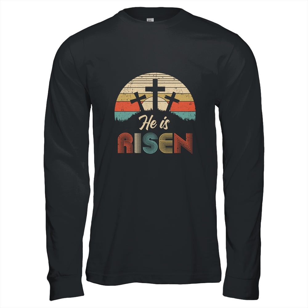 70s Retro He Is Risen Jesus Christian Cross Religious Easter Shirt & Hoodie | siriusteestore