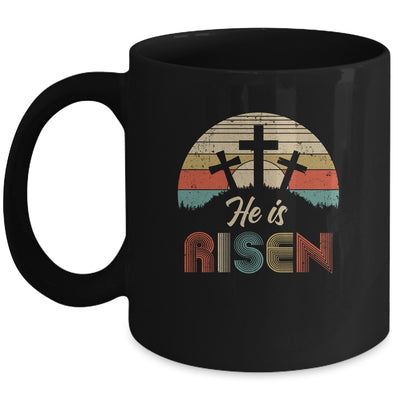 70s Retro He Is Risen Jesus Christian Cross Religious Easter Mug | siriusteestore