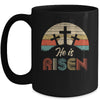 70s Retro He Is Risen Jesus Christian Cross Religious Easter Mug | siriusteestore