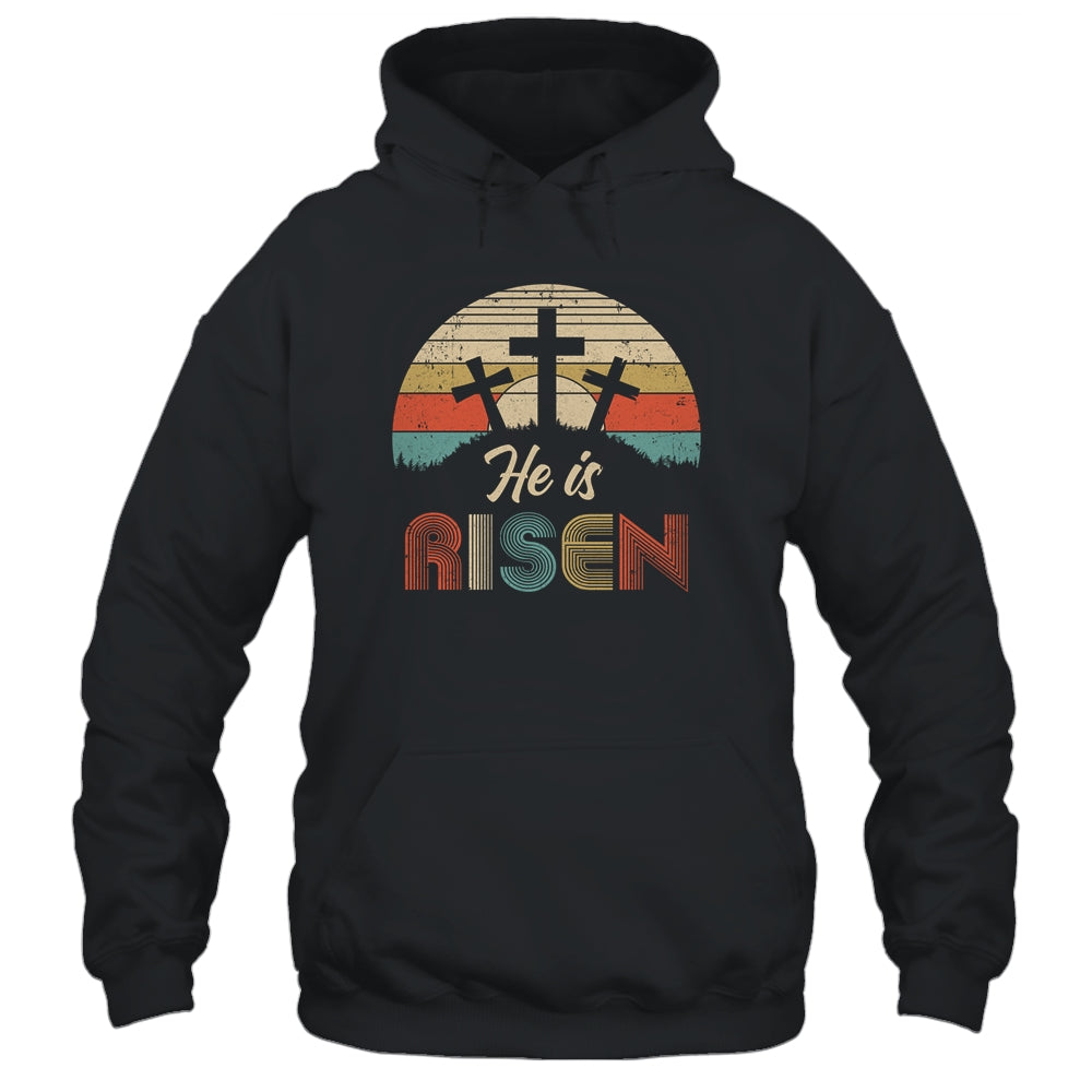 70s Retro He Is Risen Jesus Christian Cross Religious Easter Shirt & Hoodie | siriusteestore