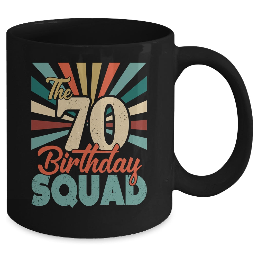 70th Birthday Squad Vintage Retro Funny 70 Year Old Birthday Mug | siriusteestore