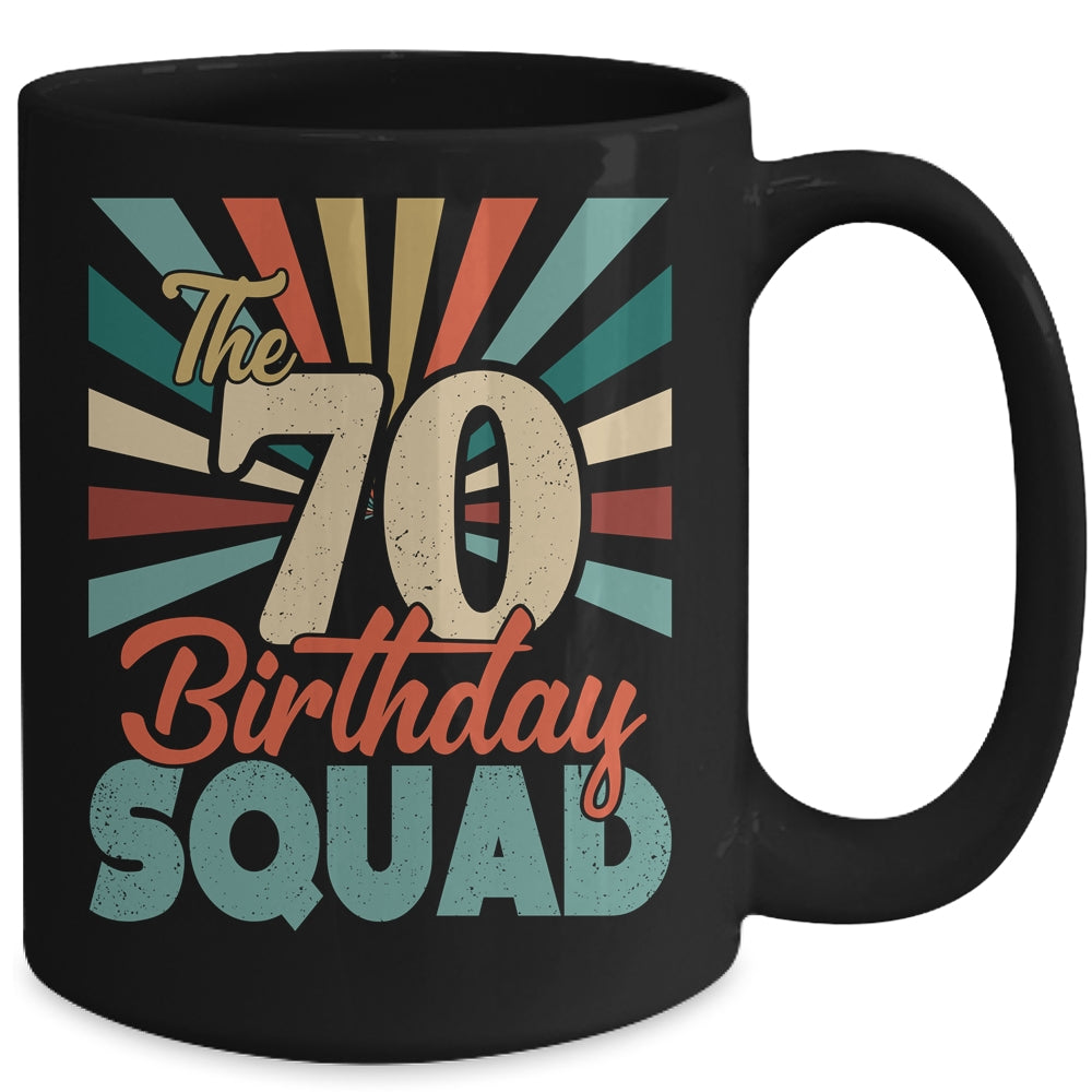 70th Birthday Squad Vintage Retro Funny 70 Year Old Birthday Mug | siriusteestore