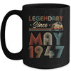 75th Birthday 75 Years Old Legendary Since May 1947 Mug | siriusteestore