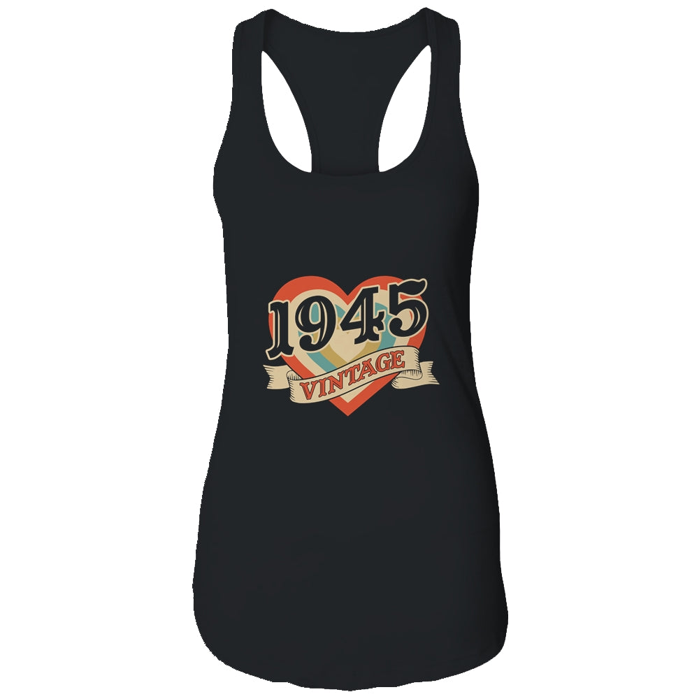 76th Birthday Gifts Classic Retro Heart Vintage 1945 Shirt & Tank Top | siriusteestore