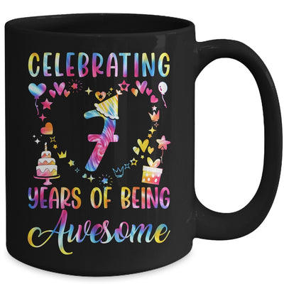7 Years Of Being Awesome 7 Years Old 7th Birthday Tie Dye Mug | siriusteestore