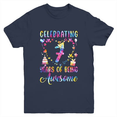 7 Years Of Being Awesome 7 Years Old 7th Birthday Tie Dye Youth Shirt | siriusteestore