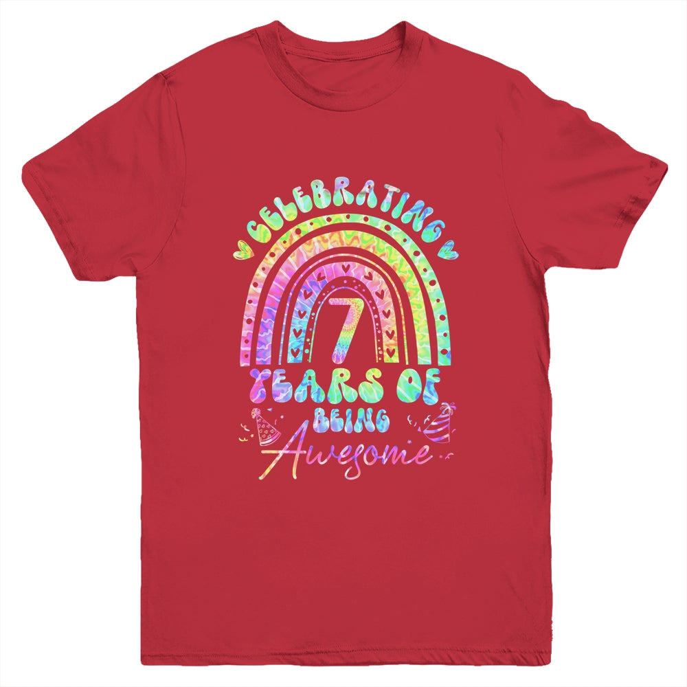 7 Years Of Being Awesome 7th Birthday Girl Tie Dye Youth Shirt | siriusteestore