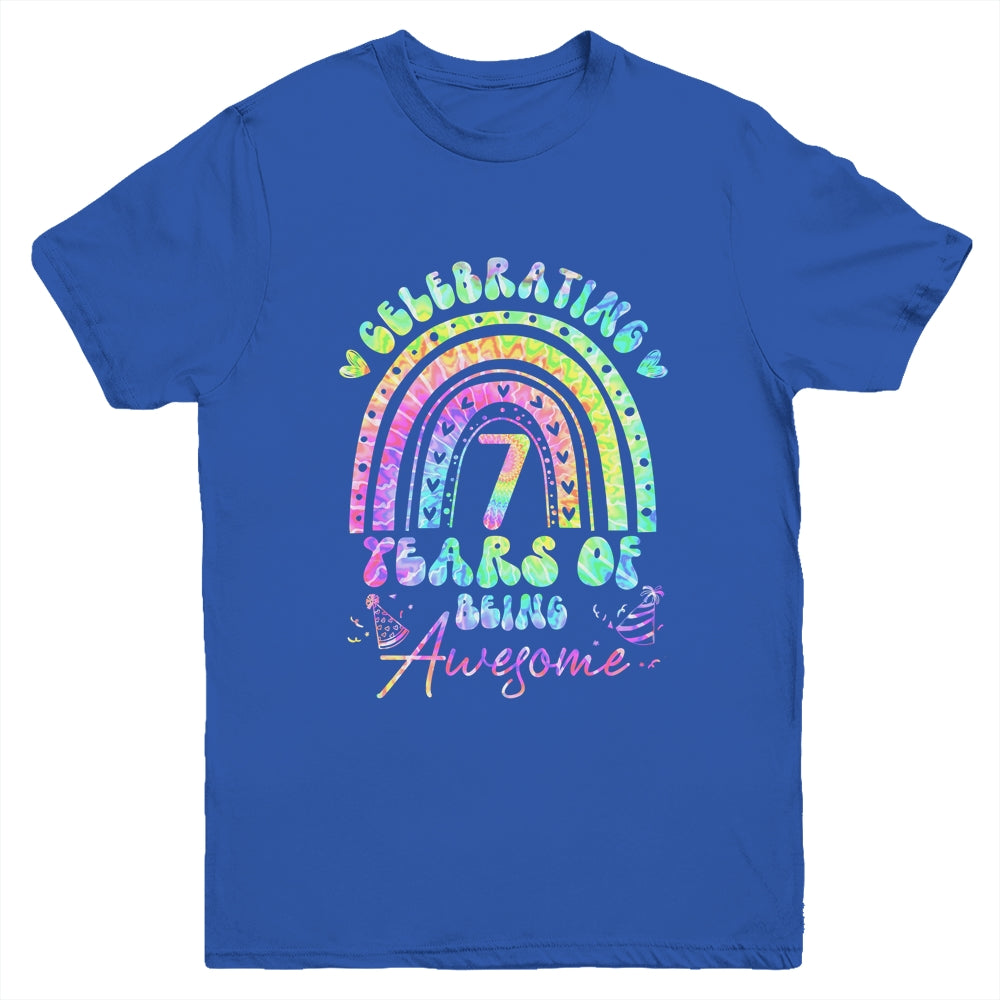 7 Years Of Being Awesome 7th Birthday Girl Tie Dye Youth Shirt | siriusteestore
