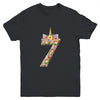 7th Birthday Girl 7 Years Old Awesome Unicorn Flower Youth Shirt | siriusteestore