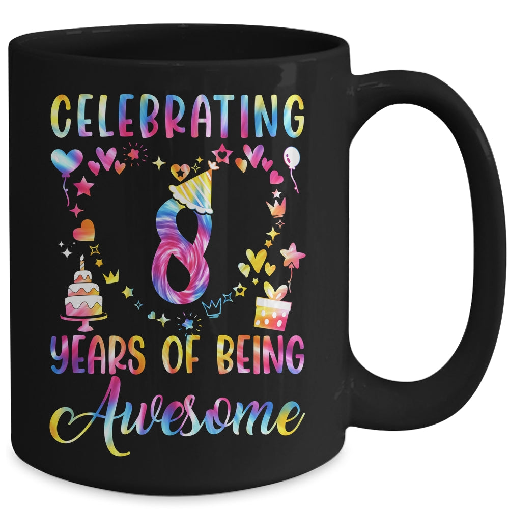 8 Years Of Being Awesome 8 Years Old 8th Birthday Tie Dye Mug | siriusteestore
