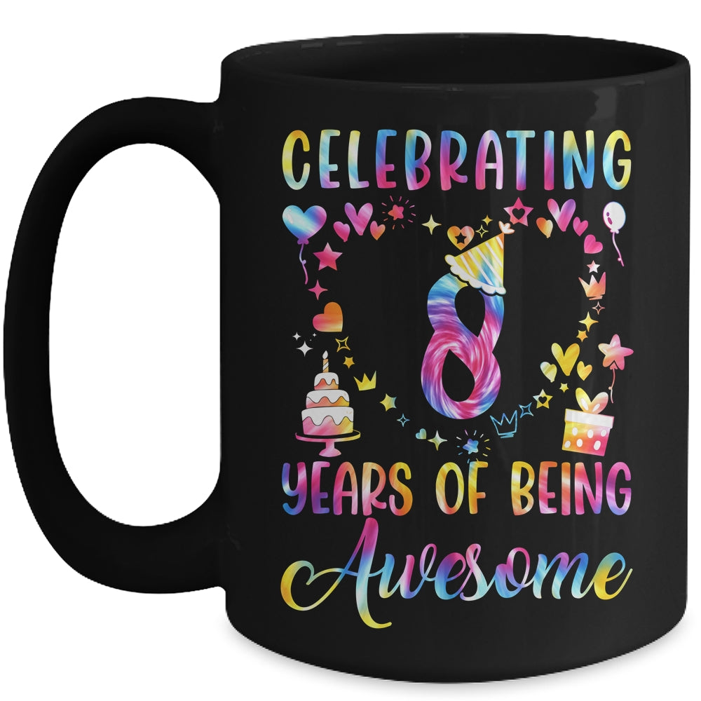 8 Years Of Being Awesome 8 Years Old 8th Birthday Tie Dye Mug | siriusteestore