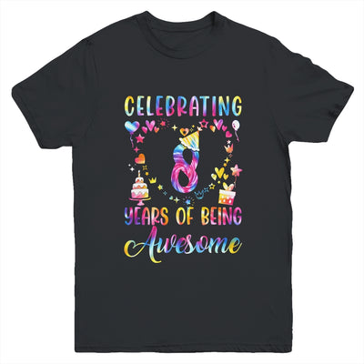 8 Years Of Being Awesome 8 Years Old 8th Birthday Tie Dye Youth Shirt | siriusteestore