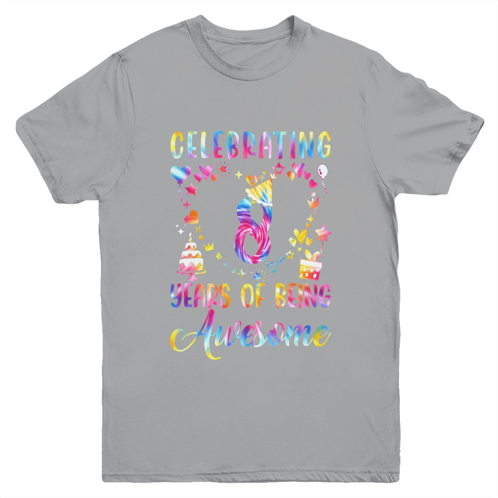8 Years Of Being Awesome 8 Years Old 8th Birthday Tie Dye Youth Shirt | siriusteestore