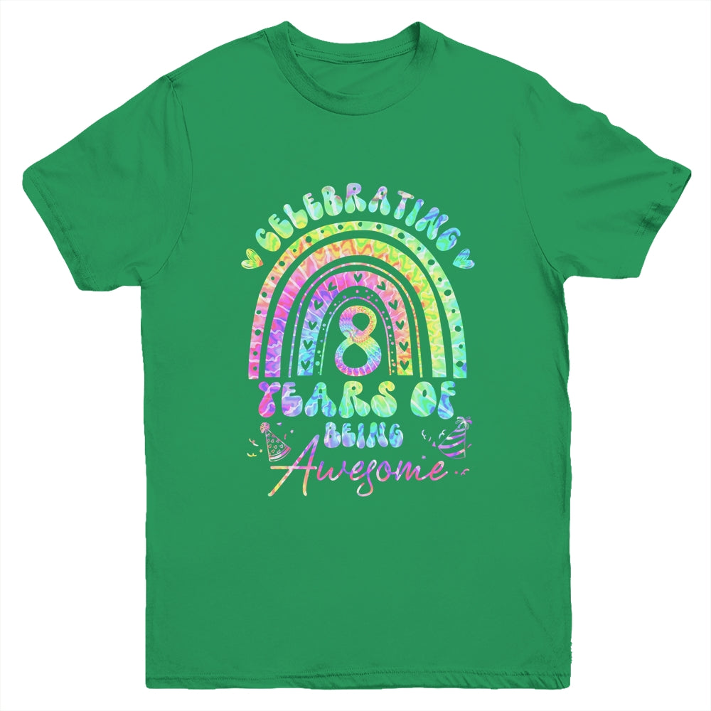 8 Years Of Being Awesome 8th Birthday Girl Tie Dye Youth Shirt | siriusteestore