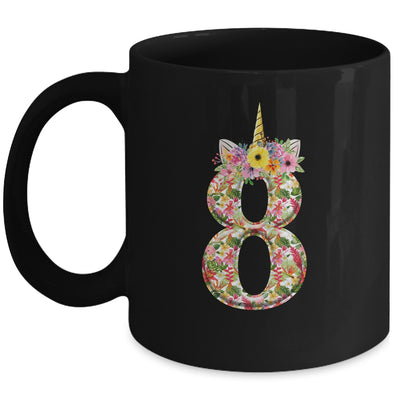 8th Birthday Girl 8 Years Old Awesome Unicorn Flower Mug | siriusteestore