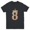 8th Birthday Girl 8 Years Old Awesome Unicorn Flower Youth Shirt | siriusteestore