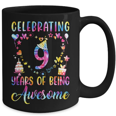 9 Years Of Being Awesome 9 Years Old 9th Birthday Tie Dye Mug | siriusteestore