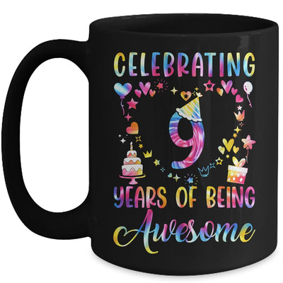 9 Years Of Being Awesome 9 Years Old 9th Birthday Tie Dye Mug | siriusteestore