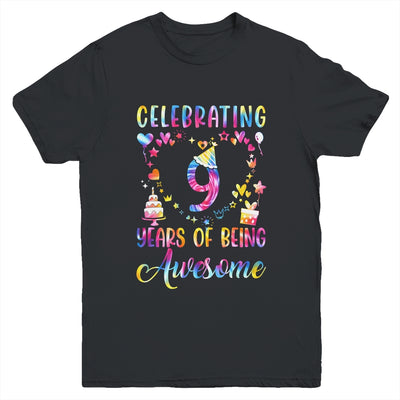 9 Years Of Being Awesome 9 Years Old 9th Birthday Tie Dye Youth Shirt | siriusteestore